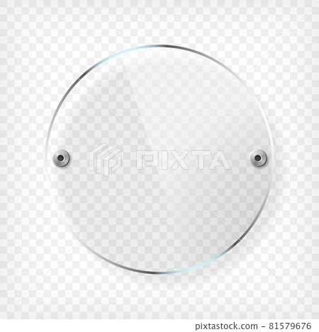 Transparent round glass plate with reflection and shadow 81579676