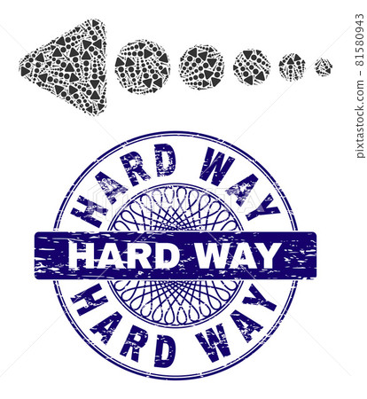 Arrow Left Fractal Mosaic of Arrow Left Icons and Textured Hard Way Round Guilloche Seal Stamp Arrow Left Fractal Mosaic of Arrow Left Icons and Textured Hard Way Round Guilloche Seal Stamp 81580943
