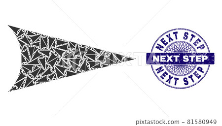 Arrowhead Right Recursive Collage of Arrowhead Right Icons and Distress Next Step Round Guilloche Seal Stamp 81580949