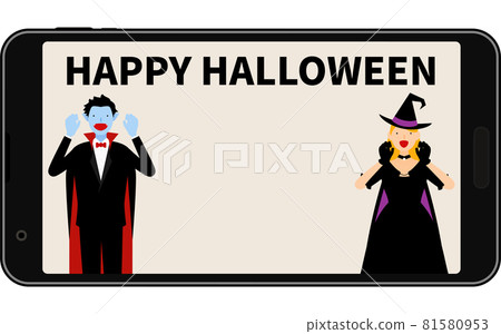 智能手機上的在線萬聖節派對，德古拉和女巫 81580953