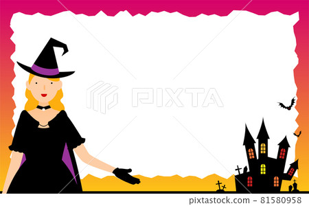 萬聖節女巫和城堡留言卡 81580958