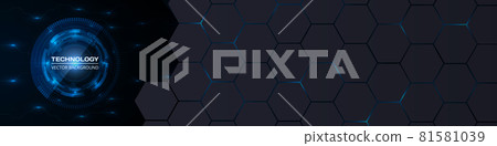 Abstract technology concept background with circuit board and hexagon grid. 81581039