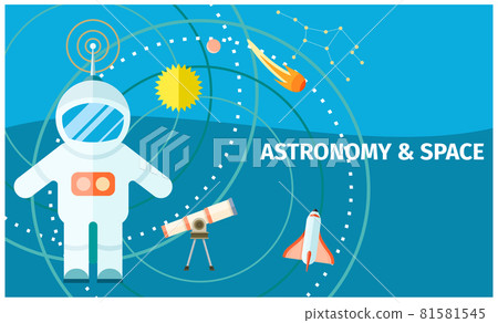 Astronomy and Space Colorful Poster with Spaceman Astronomy and Space Colorful Poster with Spaceman 81581545