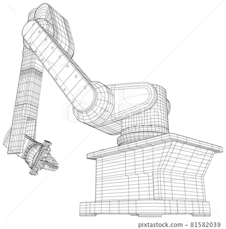 Wire-frame Industrial Robot isolated on white. Vector created of 3d. EPS10 format. Vector rendering of 3d Wire-frame Industrial Robot isolated on white. Vector created of 3d. EPS10 format. Vector rendering of 3d 81582039