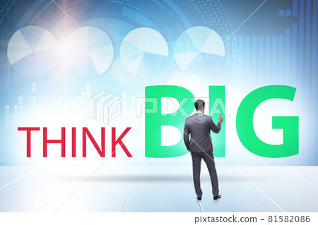 Think big concept with businessman Think big concept with businessman 81582086