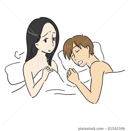 一個女人在床上嘆氣不滿 81582306