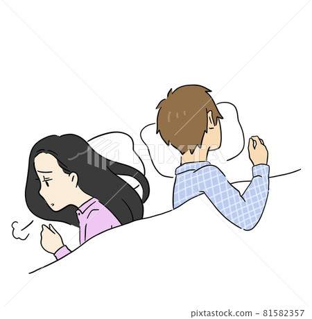 A woman who sighs dissatisfied in bed, sexless, sleeps with her back turned A woman who sighs dissatisfied in bed, sexless, sleeps with her back turned 81582357