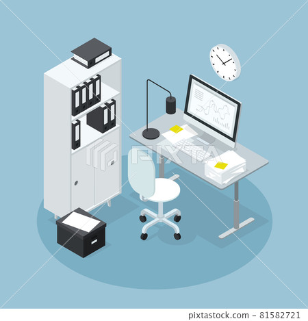 Isometric Office Business Workspace Illustration Isometric Office Business Workspace Illustration 81582721
