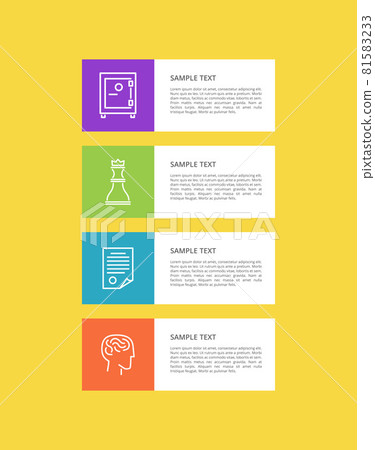 Varied Icons Set isolated on Yellow, Colorful Card Varied Icons Set isolated on Yellow, Colorful Card 81583233
