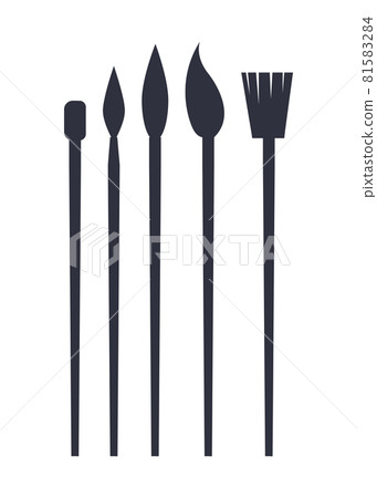 Different Brushes Silhouettes Set, Vector Banner 81583284