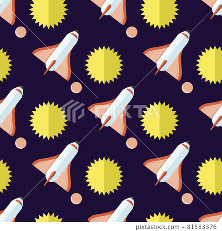 Seamless Pattern with Rockets and Sun Isolated 81583376