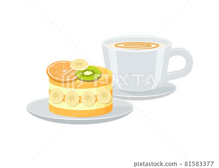 Bright Banner with Cup of Espresso and Tasty Pie Bright Banner with Cup of Espresso and Tasty Pie 81583377