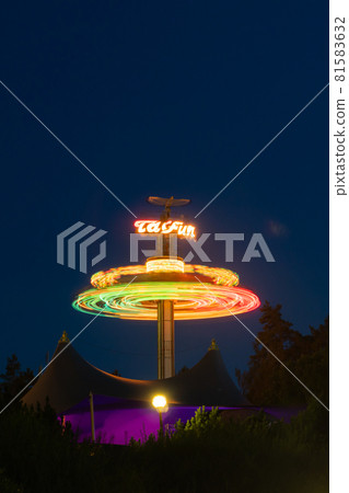 Kouvola, Finland - 24 August 2019: Rotating ride Taifun in amusement park Tykkimaki. 81583632