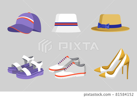 Hat and Shoes Collection, Vector Illustration 81584152