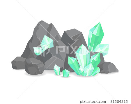 Natural Resources Crystals Among Rocks and Stones 81584215