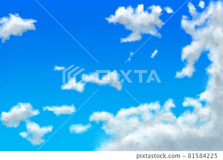Blue sky fluffy clouds background - Stock Illustration [81584225] - PIXTA