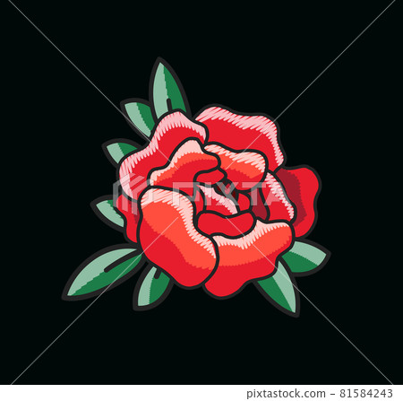 Closeup of Single Red Rose on Vector Illustration Closeup of Single Red Rose on Vector Illustration 81584243