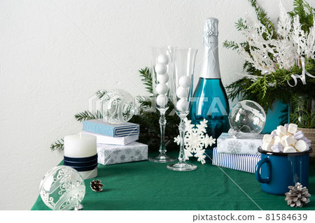 Festively decorated Christmas or New Year's table 81584639