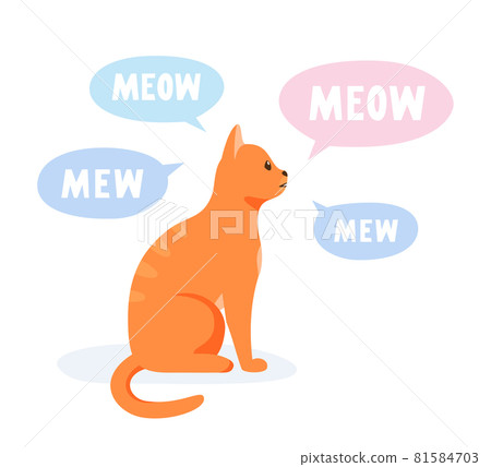 Talkative cat meowing and yowling a lot. Vocal domestic cat talking and yelling. Flat style vector Talkative cat meowing and yowling a lot. Vocal domestic cat talking and yelling. Flat style vector 81584703