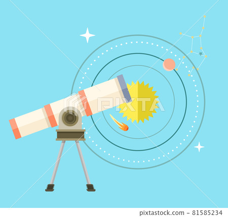Telescope with Big Zoom and Solar System Scheme 81585234