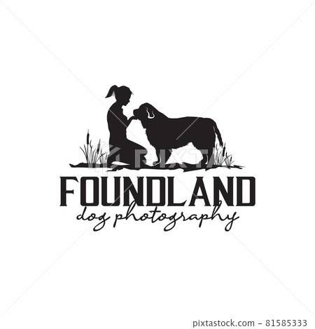 Girl and newfoundland dog silhouette logo design Girl and newfoundland dog silhouette logo design 81585333