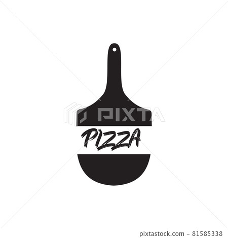 Black pizza peel silhouette logo design template Black pizza peel silhouette logo design template 81585338