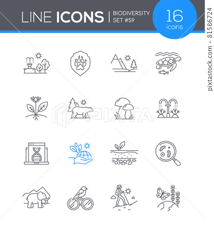 Biodiversity - modern line design style icon set - Stock Illustration ...