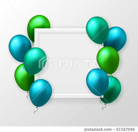 3D realistic emerald green blue ballon and frame Happy Birthday celebration card banner template background 3D realistic emerald green blue ballon and frame Happy Birthday celebration card banner template background 81587098