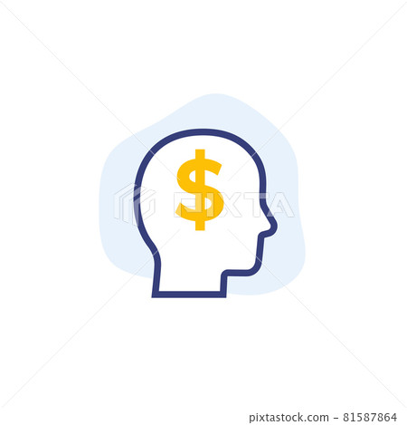 money thinking vector icon on white 81587864