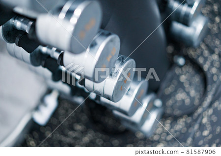 Close-up of equipment in the training gym Close-up of equipment in the training gym 81587906