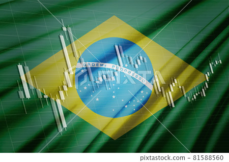 Computer graphics CG that synthesizes the Brazilian flag and stock chart candlestick Computer graphics CG that synthesizes the Brazilian flag and stock chart candlestick 81588560