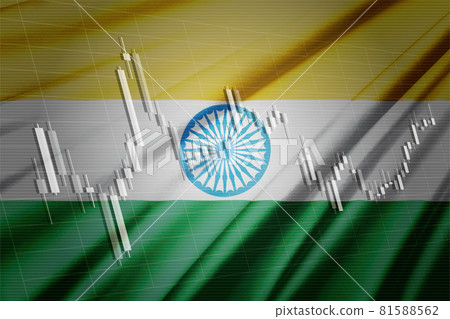 Computer graphics CG that synthesizes the Indian flag and stock chart candlestick Computer graphics CG that synthesizes the Indian flag and stock chart candlestick 81588562