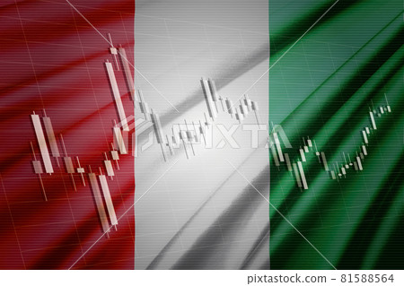 Computer graphics CG that synthesizes the Italian flag and stock chart candlestick Computer graphics CG that synthesizes the Italian flag and stock chart candlestick 81588564