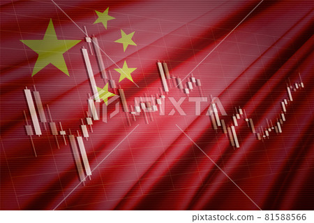 Computer graphics CG that synthesizes the Chinese flag and stock chart candlestick Computer graphics CG that synthesizes the Chinese flag and stock chart candlestick 81588566