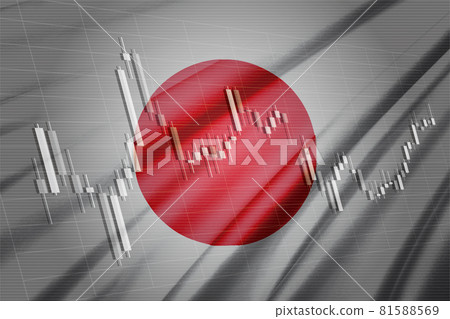 Computer graphics CG that synthesizes the Japanese flag and stock chart candlestick Computer graphics CG that synthesizes the Japanese flag and stock chart candlestick 81588569