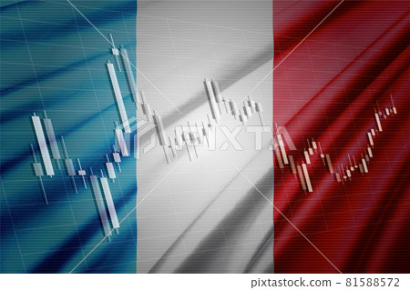 Computer graphics CG that synthesizes the French flag and stock chart candlestick Computer graphics CG that synthesizes the French flag and stock chart candlestick 81588572