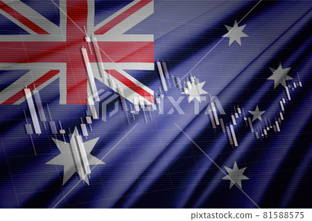 Computer graphics CG that synthesizes the Australian flag and stock chart candlestick Computer graphics CG that synthesizes the Australian flag and stock chart candlestick 81588575