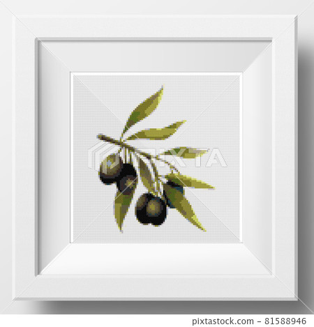 Ripe black olives with olive leaves. Olive branch. Food Design. 81588946