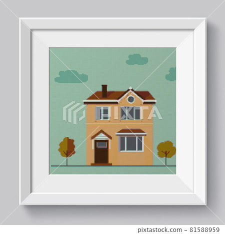 Autumn scenery landscape, small country house cottage. 81588959
