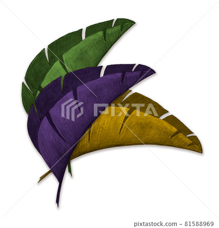 Banana leaves tropical watercolor green yellow lilac, for your design. 81588969