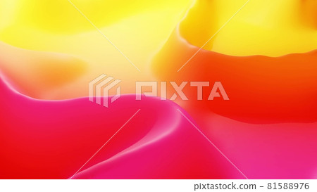 Stylish abstract background, surface of soft translucent material like peach jelly. Creative soft bright 3d bg with inner glow for festive events. Red orange yellow gradient. 3d render 81588976
