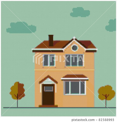 Autumn scenery landscape, small country house cottage. Autumn scenery landscape, small country house cottage. 81588993