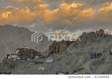 Dhankar Monastery at Sunset, Spiti Valley, Himachal Pradesh, India 81589094