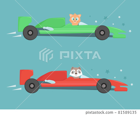 Set of two sports cars in side view. Set of two sports cars in side view. 81589135