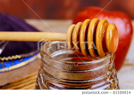 On the table in the synagogue are the symbols of Rosh hashanah Jewish New Year holiday On the table in the synagogue are the symbols of Rosh hashanah Jewish New Year holiday 81589814