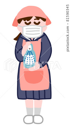 消毒女學生做酒精消毒 消毒女學生做酒精消毒 81590345