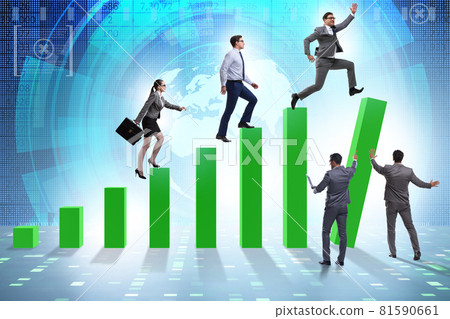 Business people supporting economic growth on chart 81590661