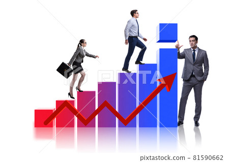 Business people supporting economic growth on chart Business people supporting economic growth on chart 81590662