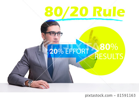 Businessman in pareto rule illustration Businessman in pareto rule illustration 81591163