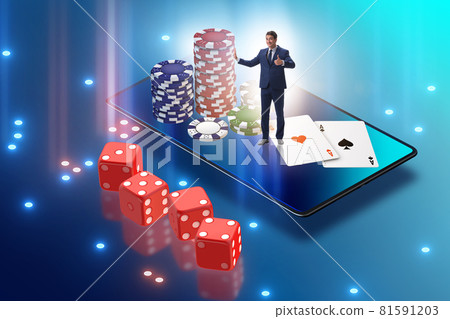 Businessman in online casino concept 81591203